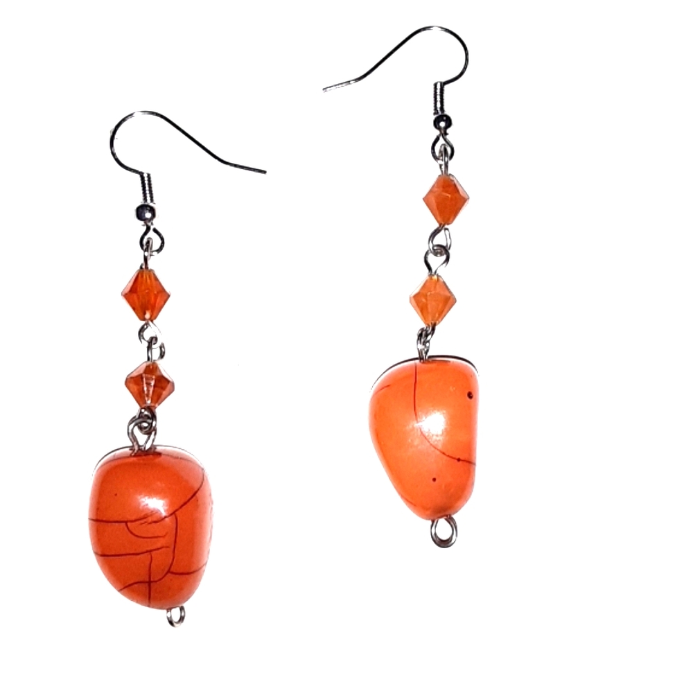 Orange Dazzling Fun Handmade Earrings